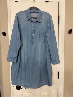 Light Blue Denim Shirt Dress - Casual Women's Tunic